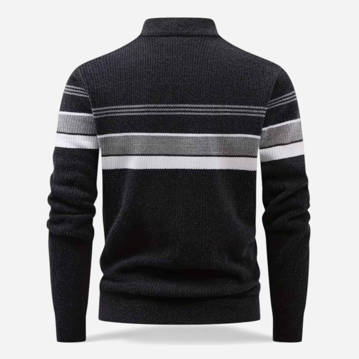 Men’s Thick Half-Zip Striped Knit Sweater