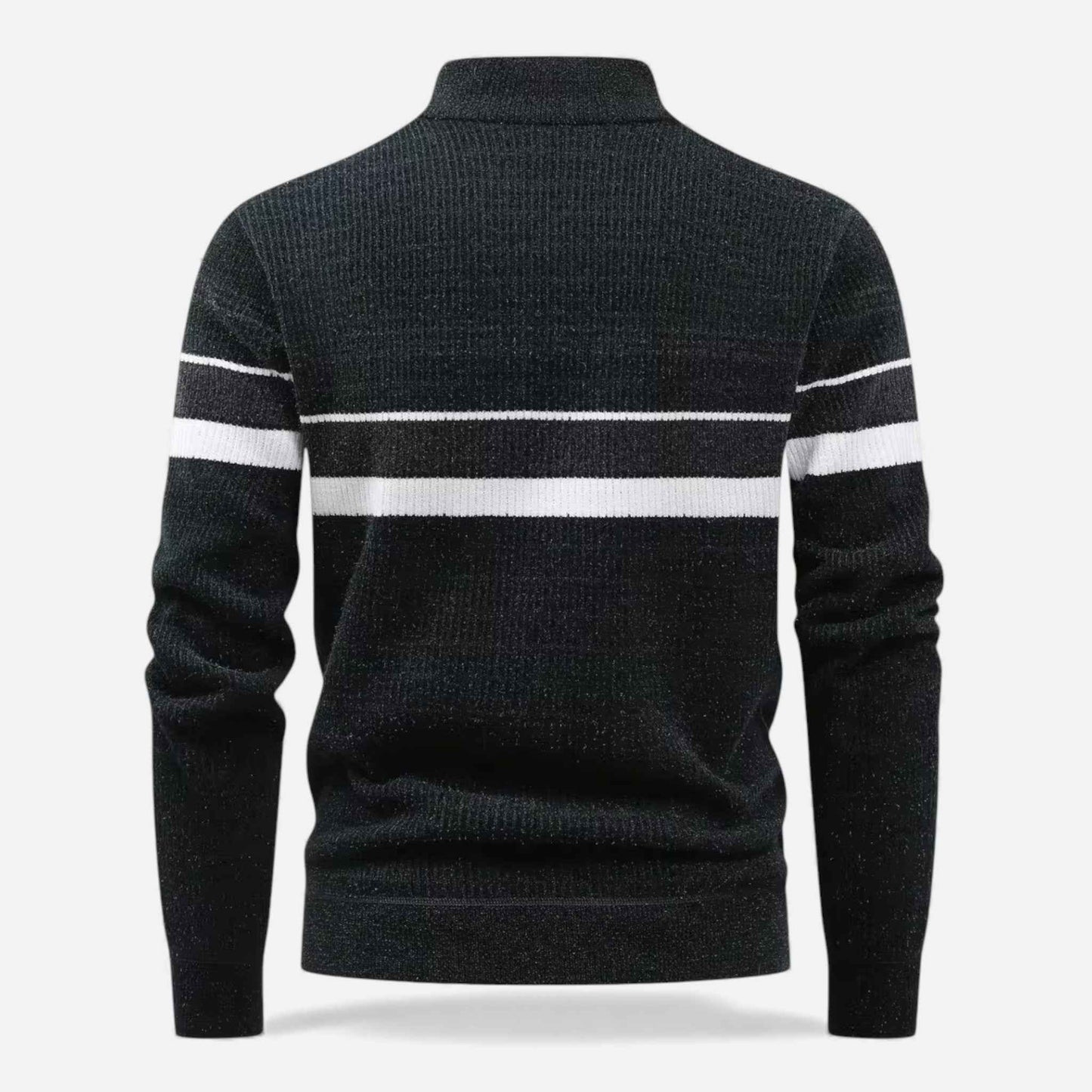 Men’s Thick Half-Zip Striped Knit Sweater