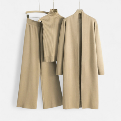 Women’s Knitted 3-Piece Cardigan Loungewear Set