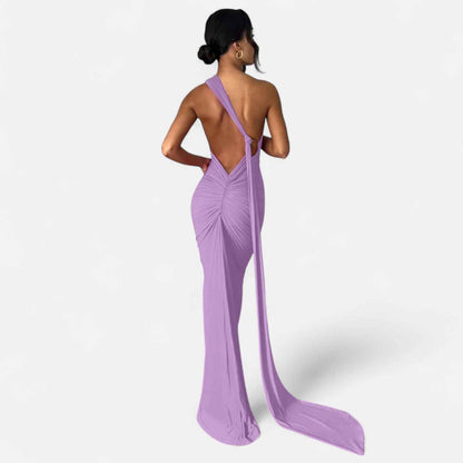 Backless Evening Dress with Scarf Tie for Women