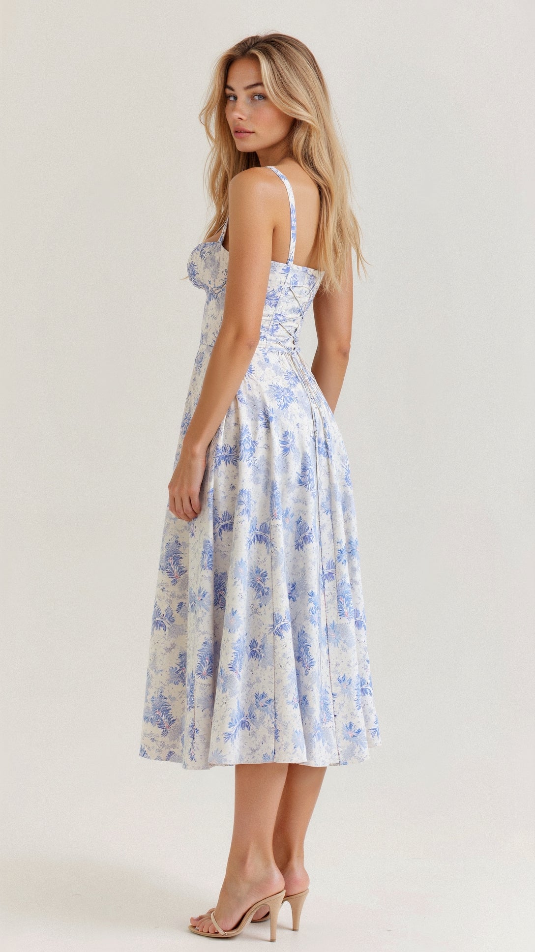 Embellished Kiana Midi Dress with Corset Details