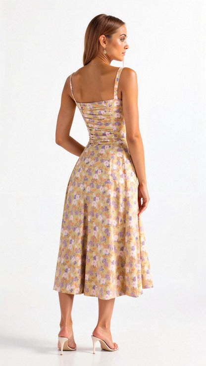 Embellished Kiana Midi Dress with Corset Details