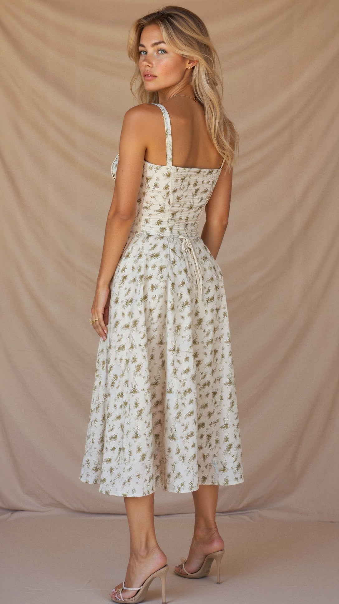 Embellished Kiana Midi Dress with Corset Details
