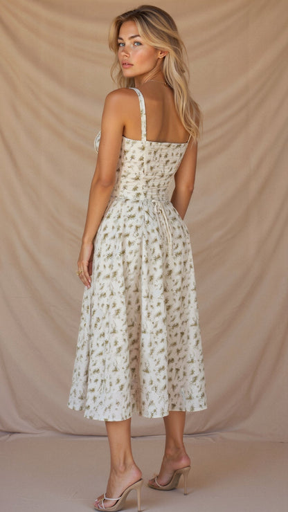 Embellished Kiana Midi Dress with Corset Details
