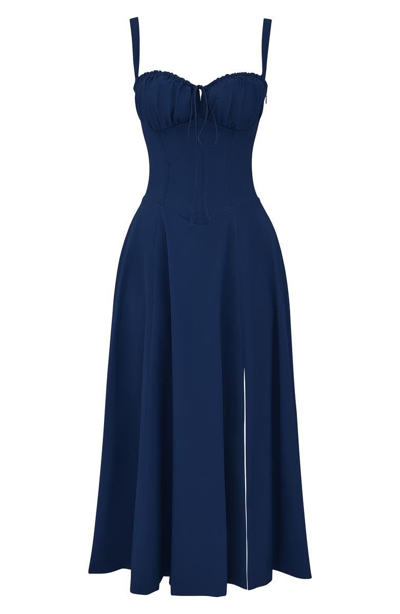 Embellished Kiana Midi Dress with Corset Details