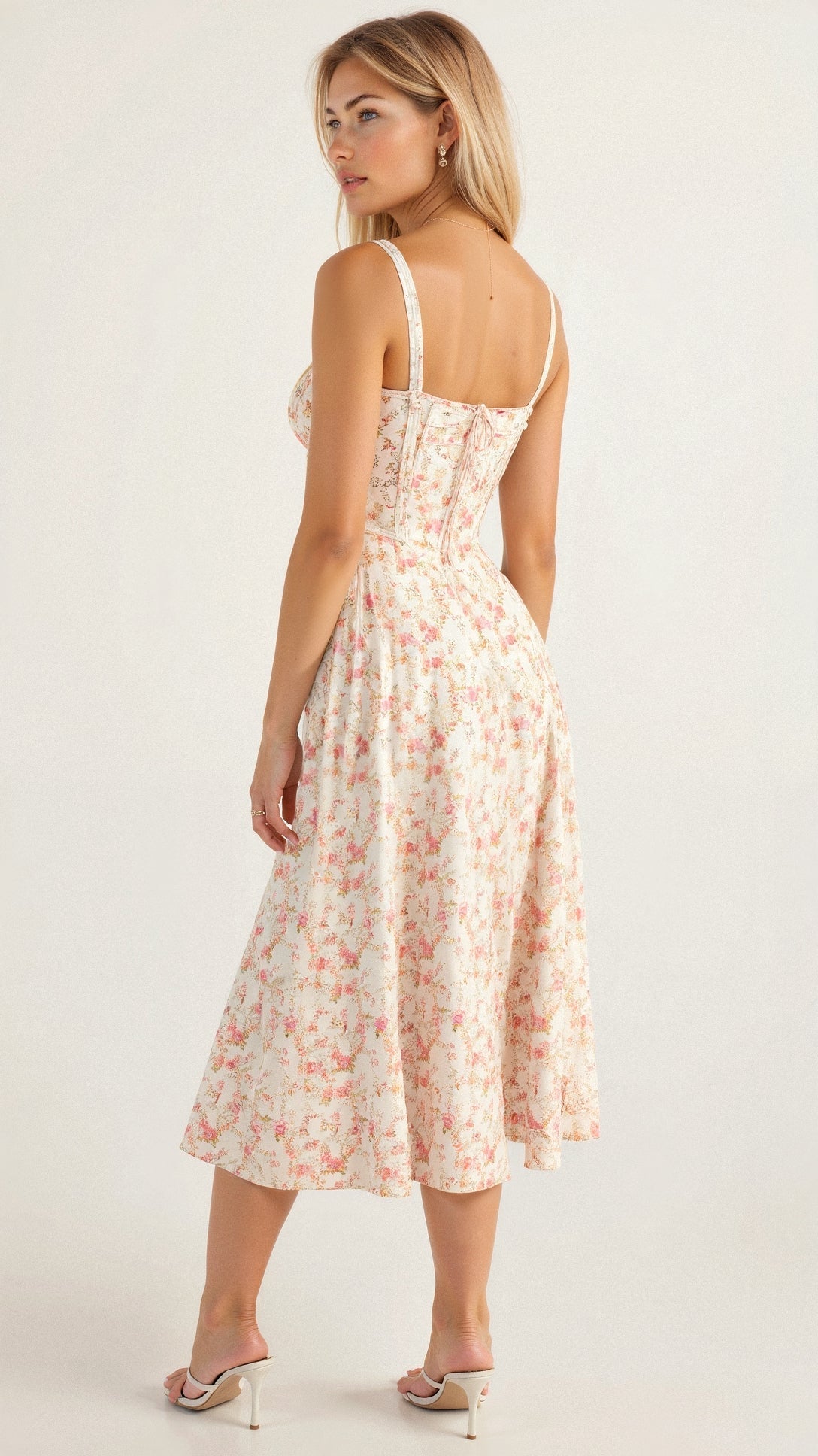 Embellished Kiana Midi Dress with Corset Details