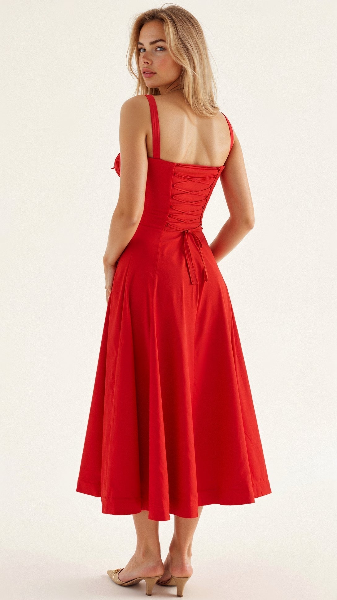 Embellished Kiana Midi Dress with Corset Details
