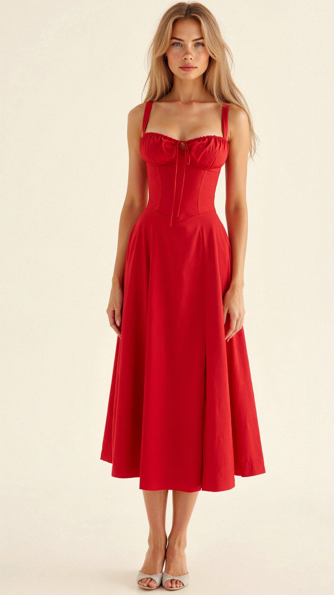 Embellished Kiana Midi Dress with Corset Details