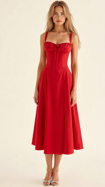 Embellished Kiana Midi Dress with Corset Details