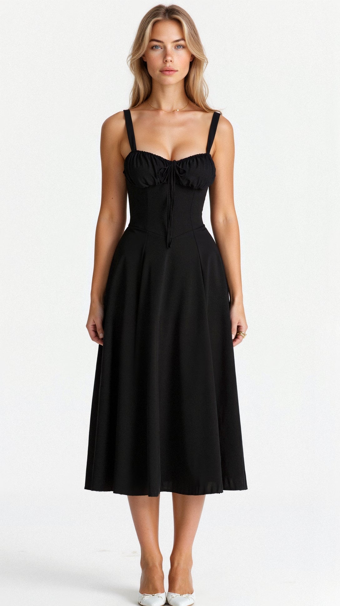 Embellished Kiana Midi Dress with Corset Details