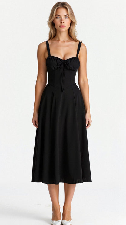 Embellished Kiana Midi Dress with Corset Details