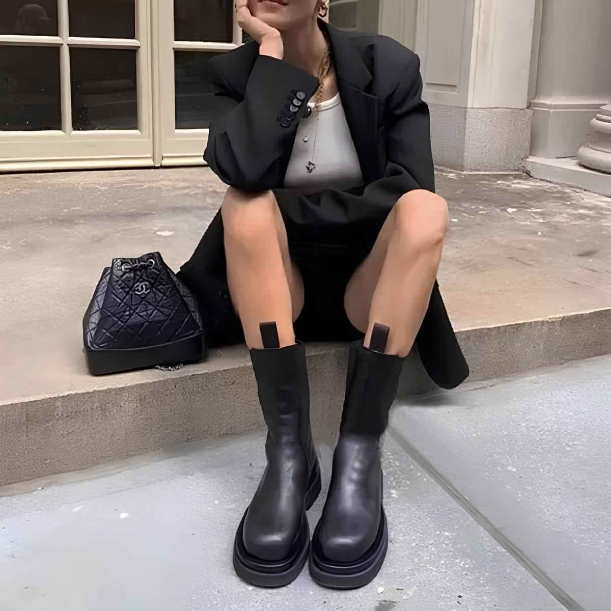 Women's Sleek Fit Mid-Calf Pull-On Boots with Chunky Sole