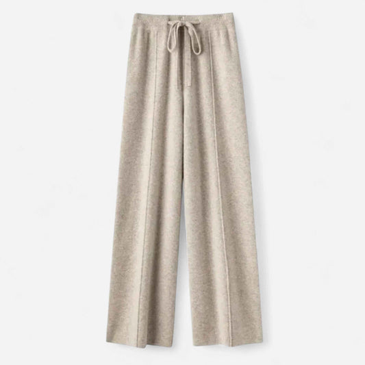 Women's Wide-Leg Knit Trousers in Pure Wool