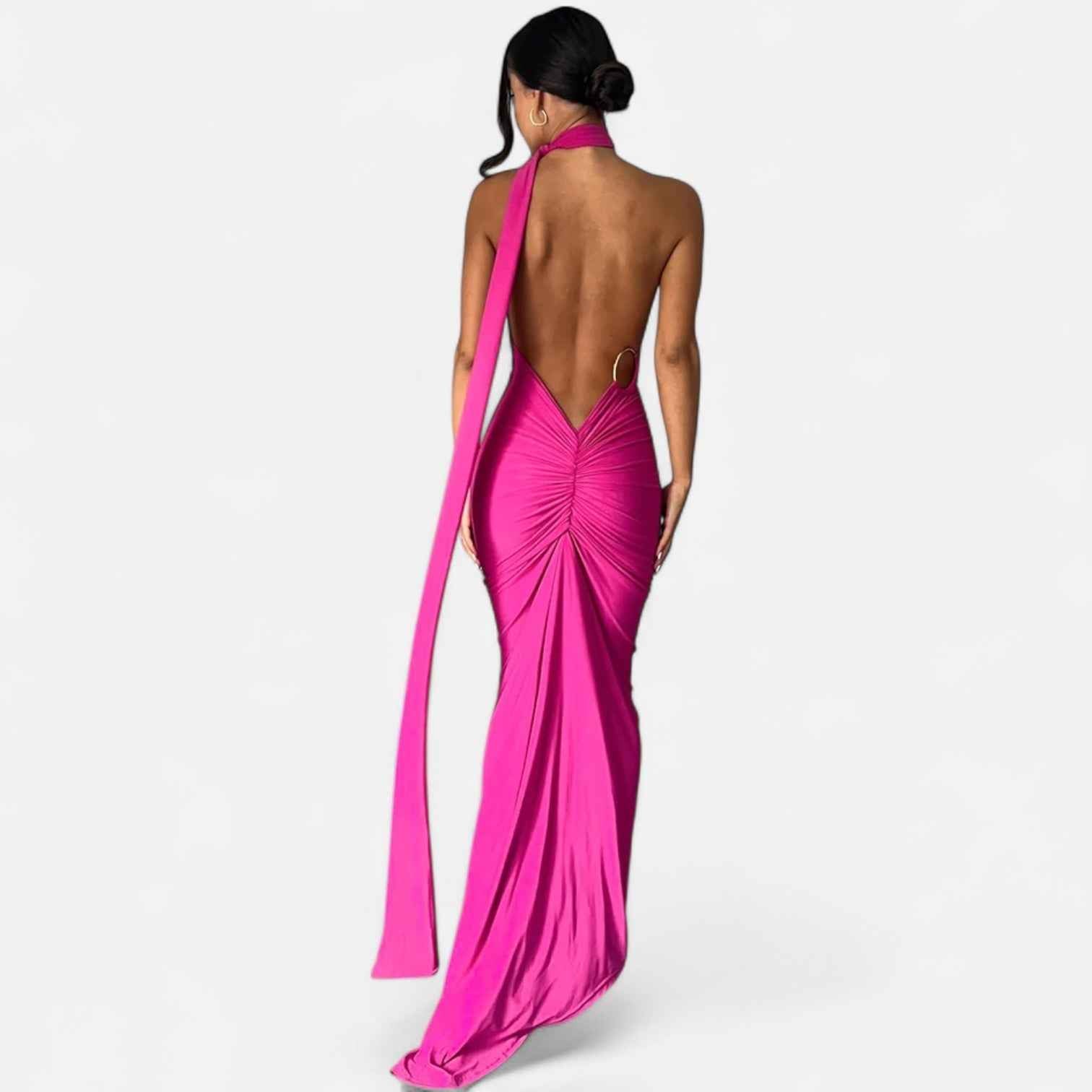 Backless Evening Dress with Scarf Tie for Women