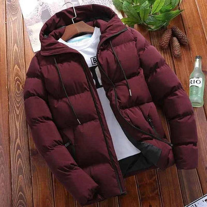 Men's Hooded Winter Puffer Jacket - Bubble Down Insulation
