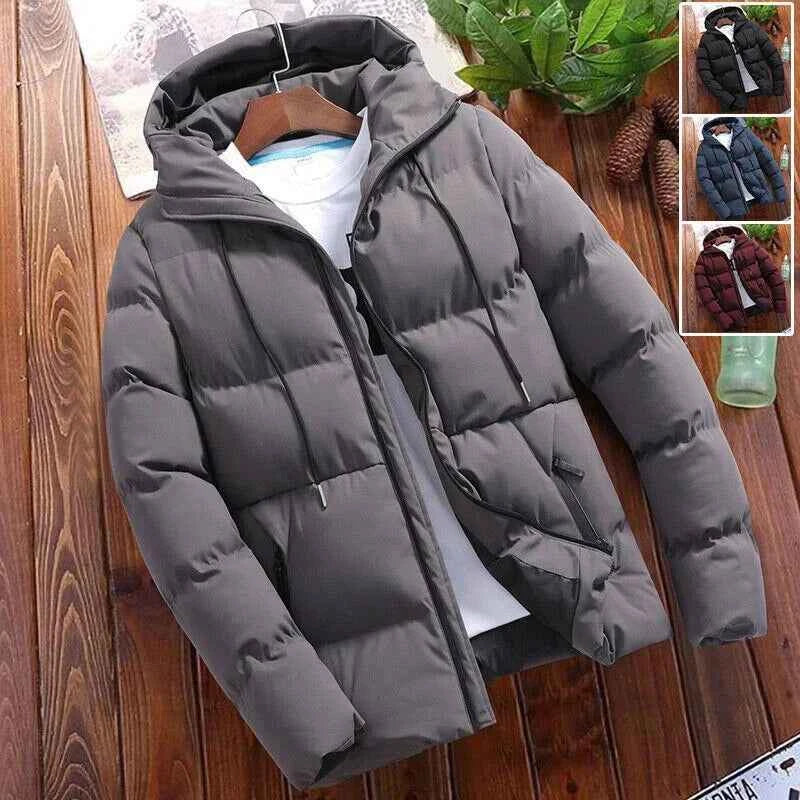 Men's Hooded Winter Puffer Jacket - Bubble Down Insulation