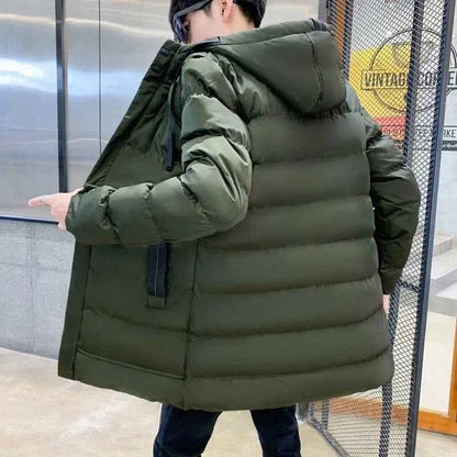 Men's Hooded Winter Puffer Jacket - Warm Bubble Coat