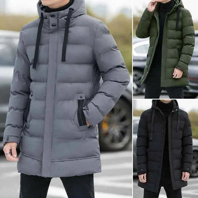 Men's Hooded Winter Puffer Jacket - Warm Bubble Coat