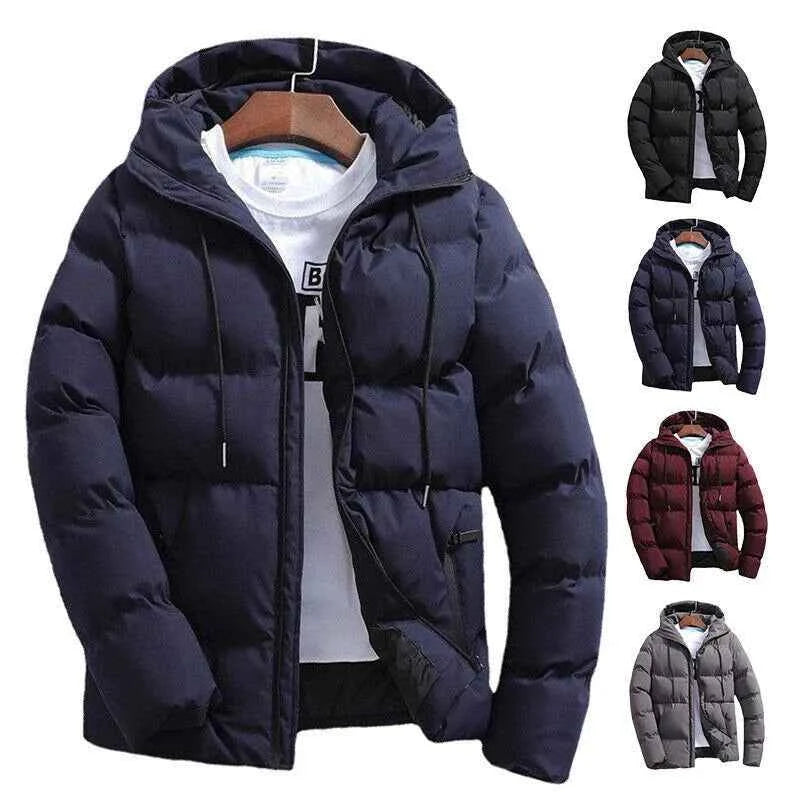 Men's Hooded Winter Puffer Jacket - Bubble Down Insulation