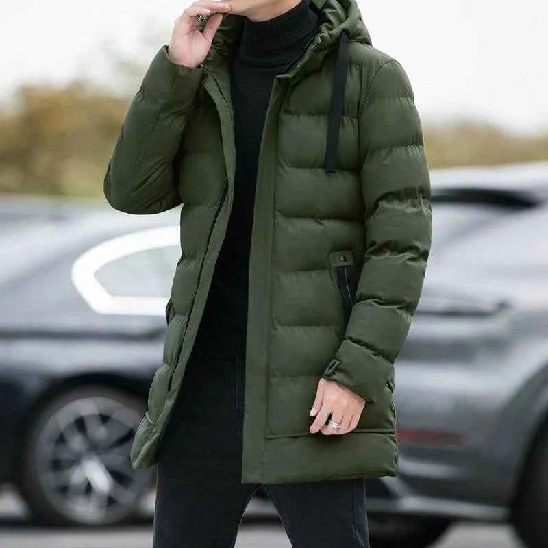 Men's Hooded Winter Puffer Jacket - Warm Bubble Coat