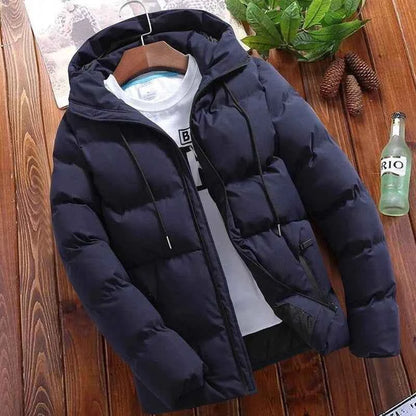 Men's Hooded Winter Puffer Jacket - Bubble Down Insulation