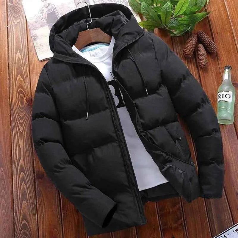 Men's Hooded Winter Puffer Jacket - Bubble Down Insulation