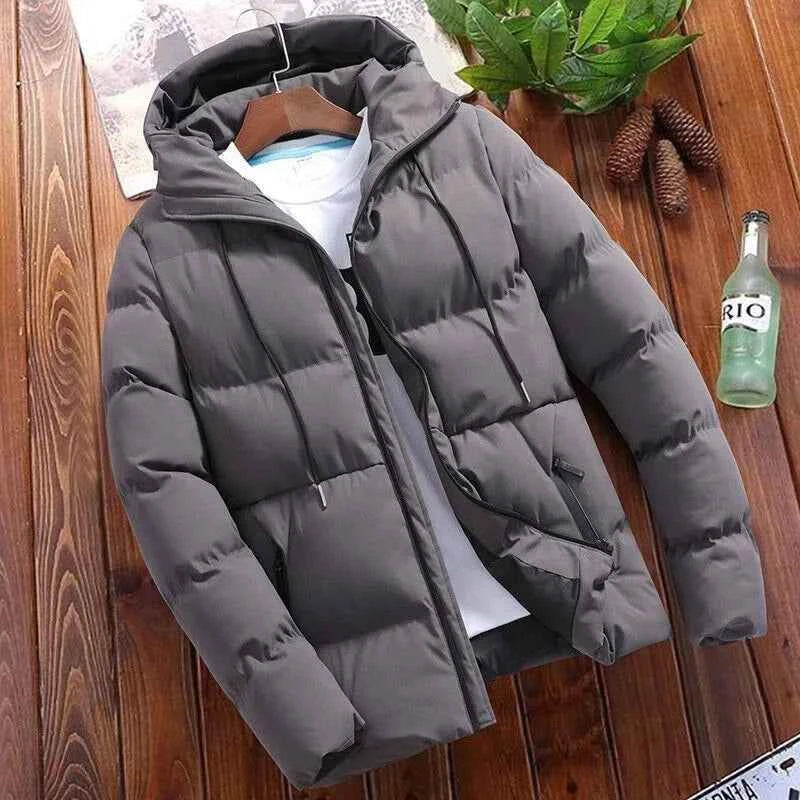 Men's Hooded Winter Puffer Jacket - Bubble Down Insulation