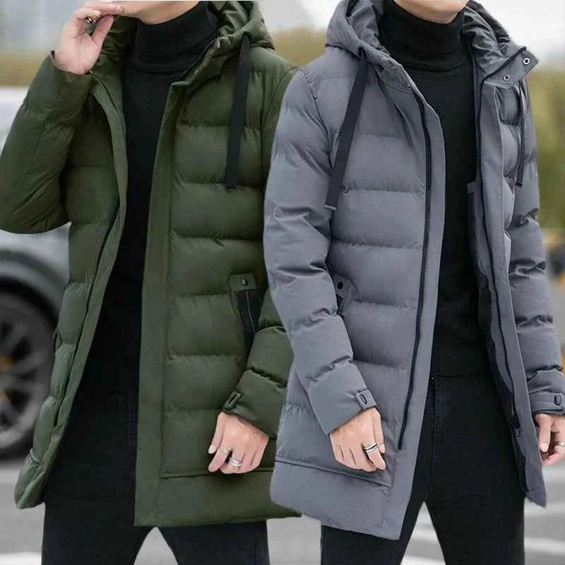 Men's Hooded Winter Puffer Jacket - Warm Bubble Coat