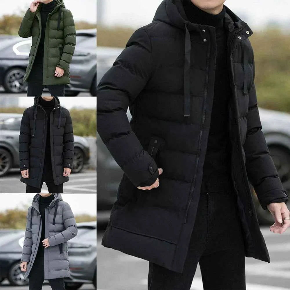 Men's Hooded Winter Puffer Jacket - Warm Bubble Coat