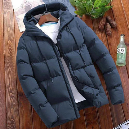 Men's Hooded Winter Puffer Jacket - Bubble Down Insulation