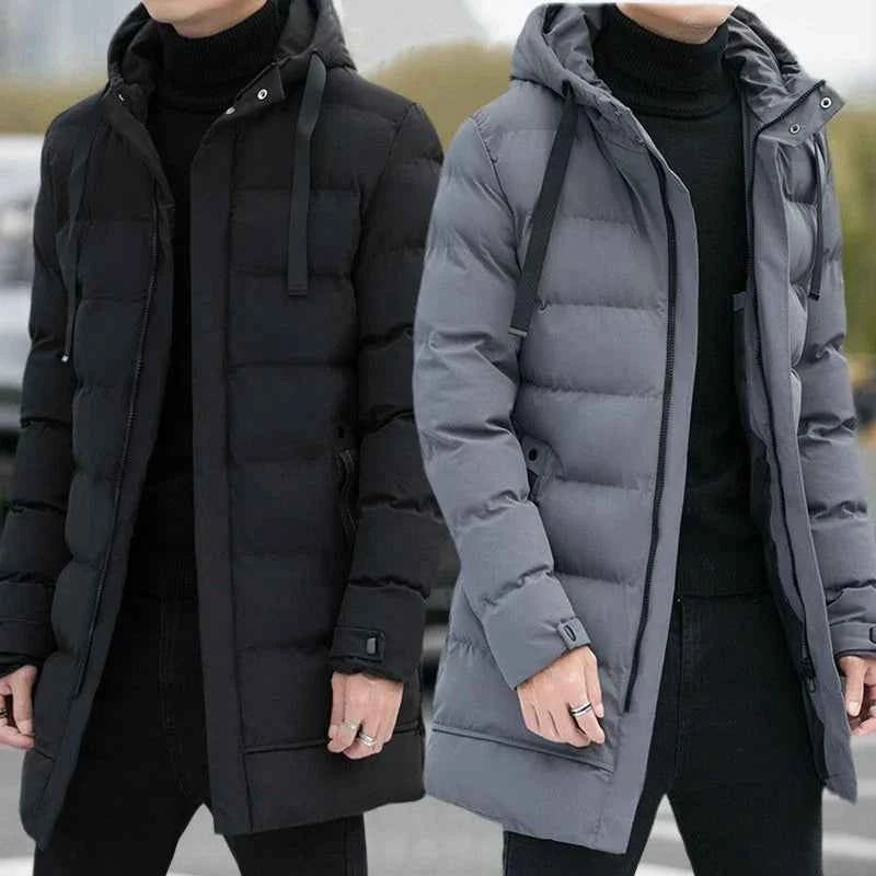 Men's Hooded Winter Puffer Jacket - Warm Bubble Coat