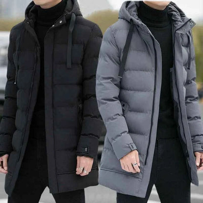 Men's Hooded Winter Puffer Jacket - Warm Bubble Coat