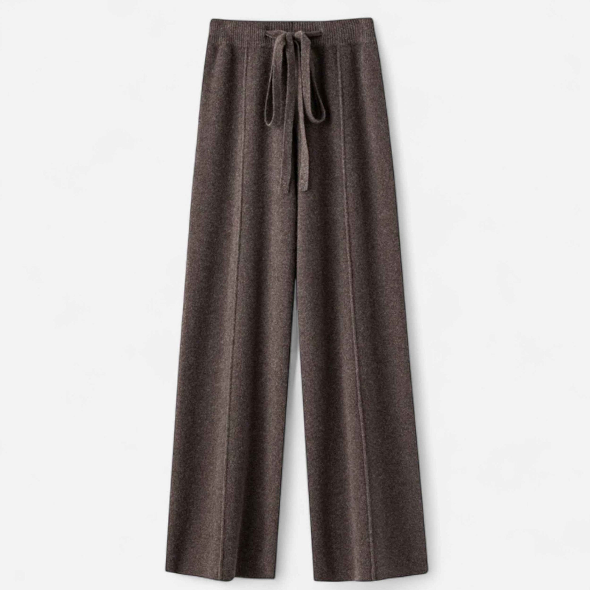 Women's Wide-Leg Knit Trousers in Pure Wool
