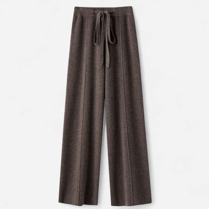 Women's Wide-Leg Knit Trousers in Pure Wool