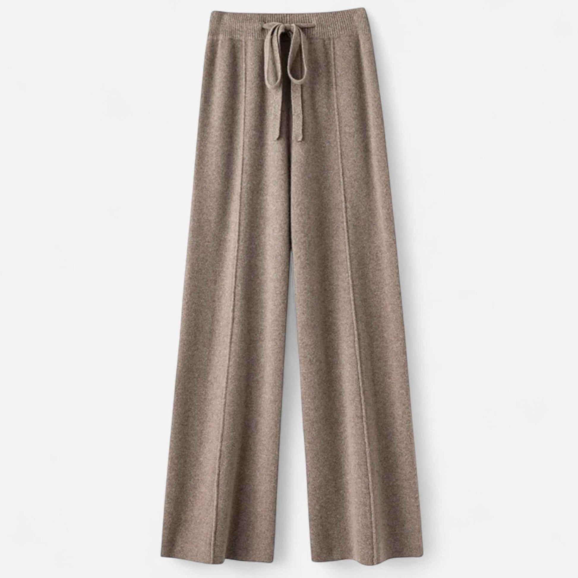 Women's Wide-Leg Knit Trousers in Pure Wool