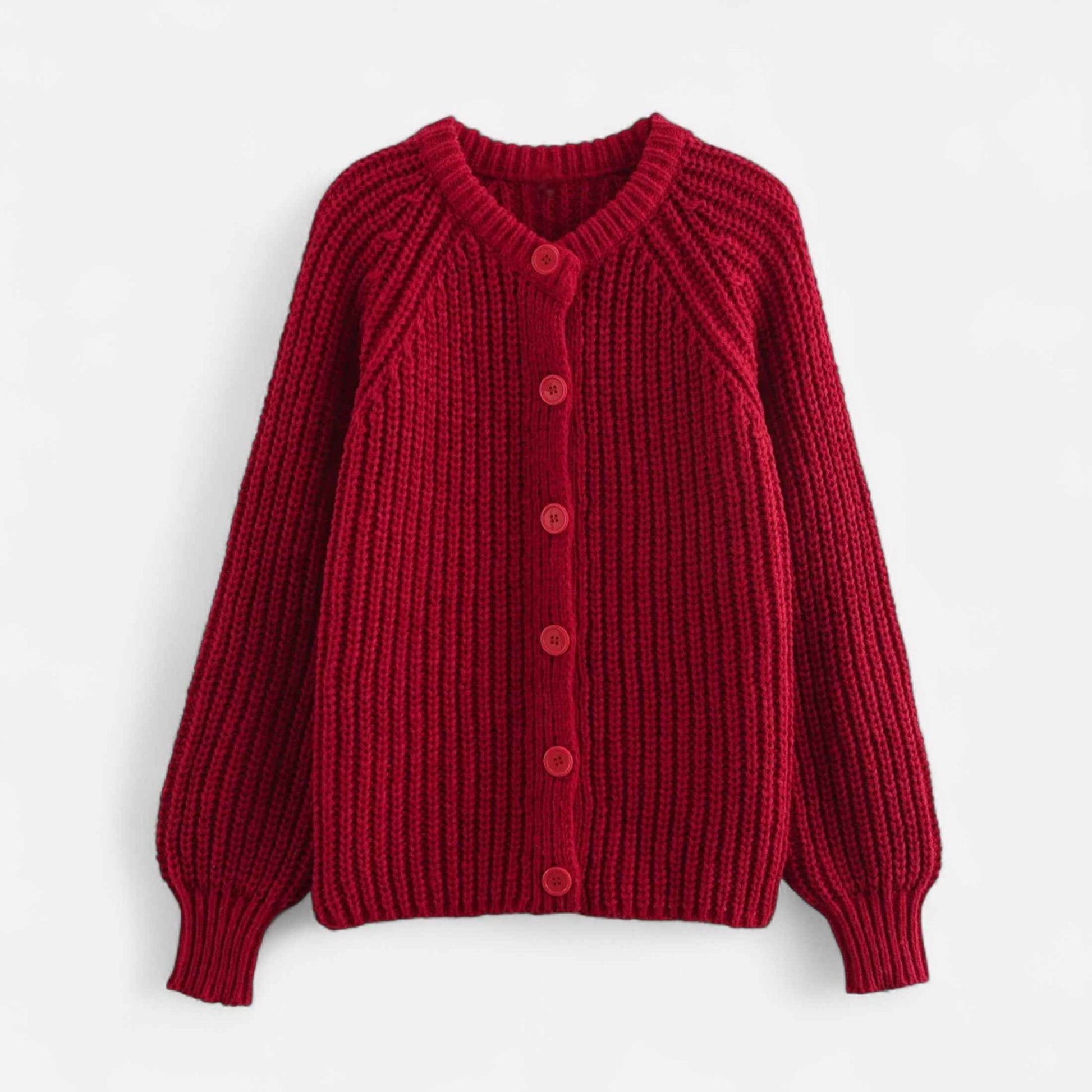 Women’s Round Neck Knit Cardigan – Effortless Winter Grace