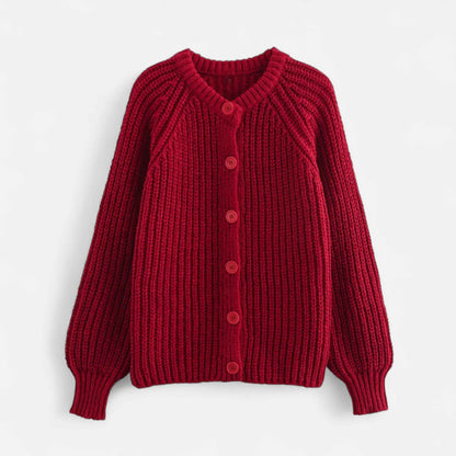 Women’s Round Neck Knit Cardigan – Effortless Winter Grace