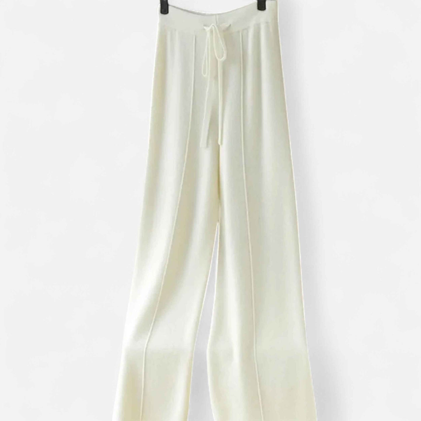 Women's Wide-Leg Knit Trousers in Pure Wool