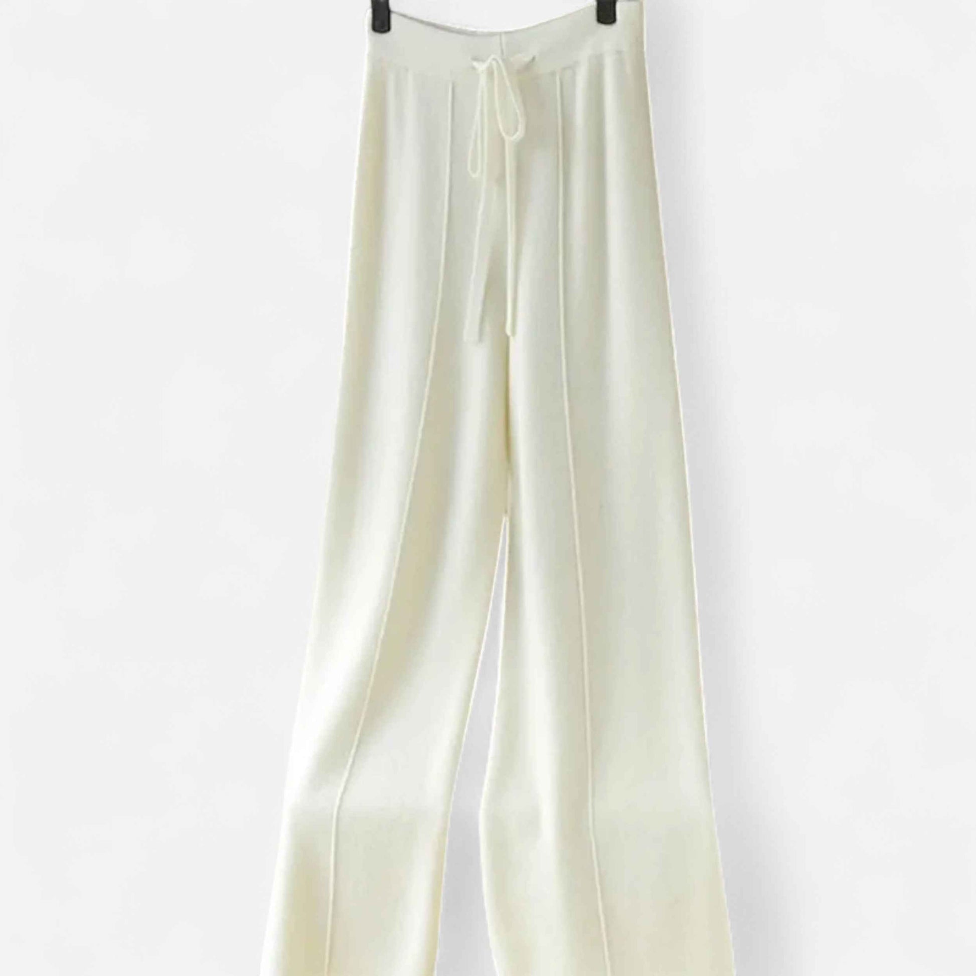 Women's Wide-Leg Knit Trousers in Pure Wool